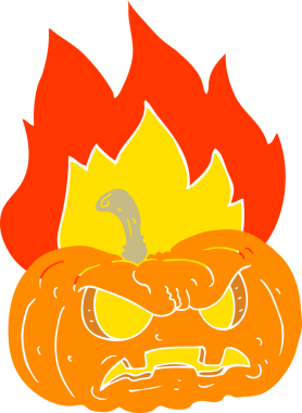 Bir insan tarafından çizilen cadılar bayramı balkabağının düz renk çizimi