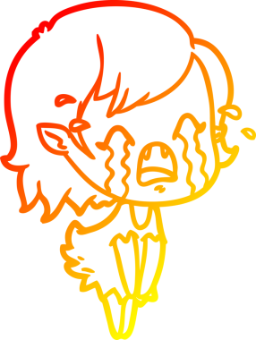 Bir insan tarafından çizilmiş ağlayan vampir kız çizgi filmi.