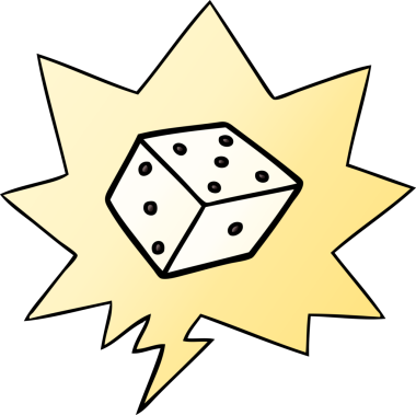 bir insan tarafından çizilmiş düzgün eğimli konuşma baloncuklu çizgi film zarları