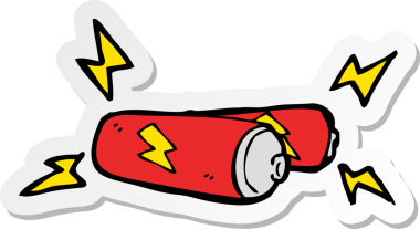 Bir insan tarafından çizilmiş karikatür pil etiketi.