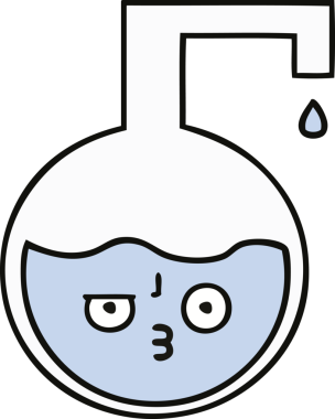 Bir insan tarafından çizilmiş bilimsel bir deneyin sevimli karikatürü.