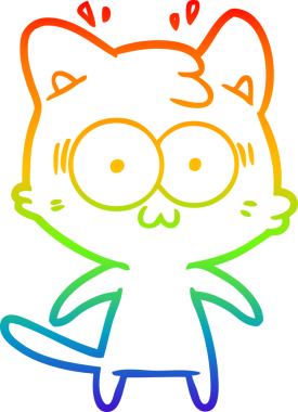 gökkuşağı gradyan çizgi çizimi bir insan tarafından çizilmiş sürpriz bir kedi