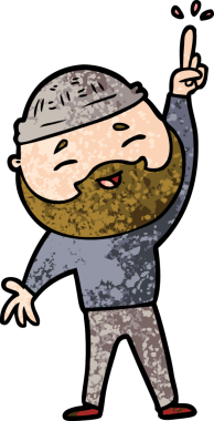 Bir insan tarafından çizilmiş mutlu sakallı bir adam.