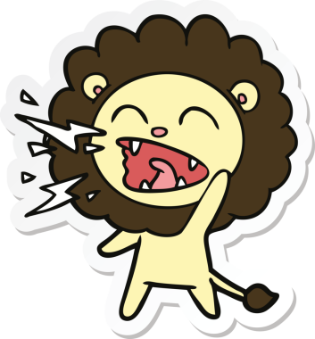 Bir insan tarafından çizilmiş kükreyen aslanın çıkartması.