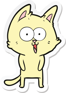 Bir insan tarafından çizilmiş komik bir çizgi film kedisinin çıkartması.