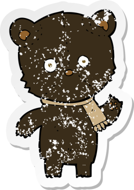 Bir insan tarafından çizilmiş siyah ayı sallayan bir çizgi filmin gerilimli yapıştırması.