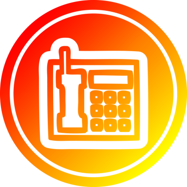 ofis telefonu dairesel simgesi sıcak gradyan bir insan tarafından çizilmiş