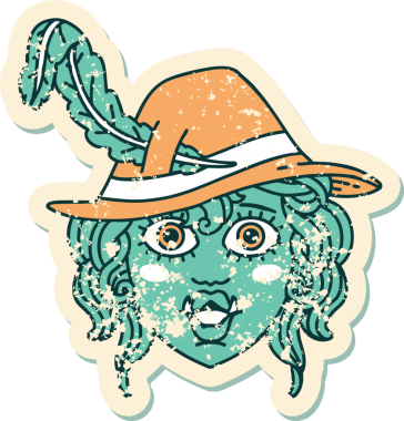 Retro Dövme Biçimli Ork karakteri bir insan tarafından çizildi