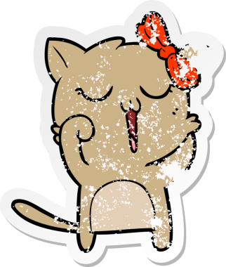 Bir insan tarafından çizilmiş karikatür bir kedinin sıkıntılı çıkartması.