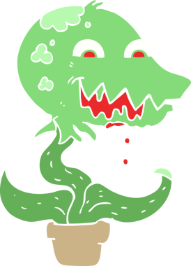 Bir insan tarafından çizilmiş canavar bitkisinin düz renk çizimi