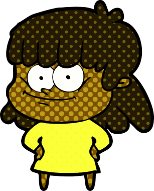 Bir insan tarafından çizilmiş gülümseyen bir kadın.