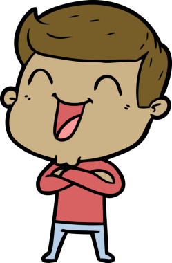 Bir insan tarafından çizilmiş gülen çizgi film adamı.