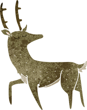 Bir insan tarafından çizilmiş karikatür geyiği.