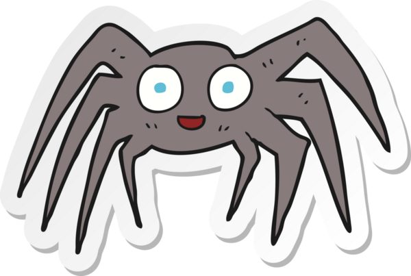 Bir insan tarafından çizilmiş çizgi film örümceğinin çıkartması.