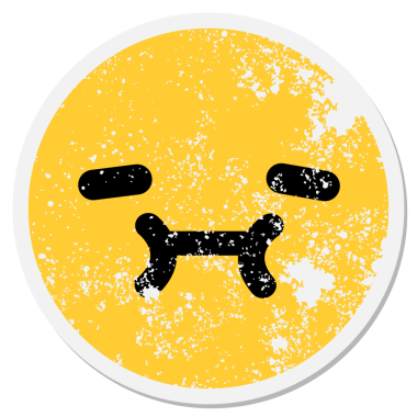 Bir insan tarafından çizilmiş yorgun yüz dairesel etiketi