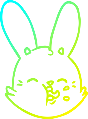 Bir insan tarafından çizilmiş komik tavşan suratlı karikatür çizimi