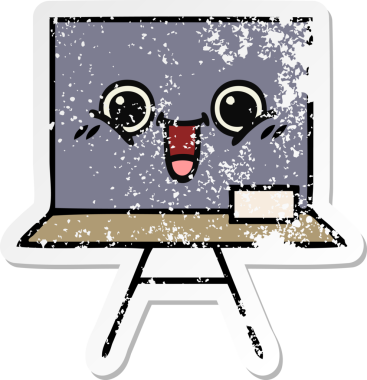 Sevimli bir karikatür tahtası insan tarafından çizilmiş sıkıntılı bir çıkartma.