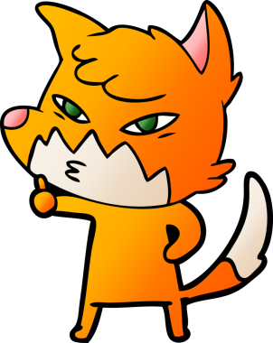 Bir insan tarafından çizilmiş akıllı çizgi film tilkisi.