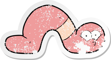 Bir insan tarafından çizilmiş karikatür solucanının sıkıntılı çıkartması.