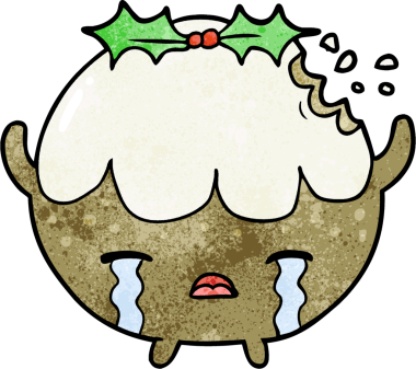 Bir insan tarafından çizilmiş Noel pudingi.