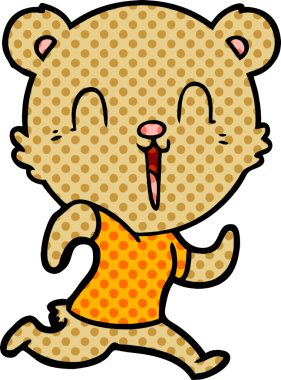 Bir insan tarafından çizilen mutlu çizgi film ayısı