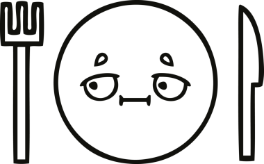 Bir insan tarafından çizilmiş bir yemek tabağının karikatürü.