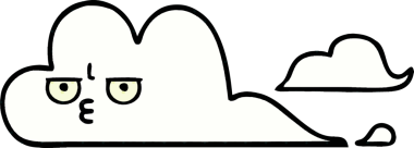 Bir insan tarafından çizilmiş beyaz bir bulutun çizgi roman tarzı