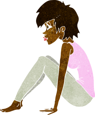 Bir insan tarafından çizilmiş çizgi filmdeki kadın.