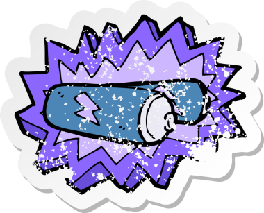 Bir insan tarafından çizilmiş karikatür bataryalarının geriletilmiş yapıştırması.