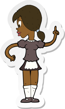 Bir insan tarafından çizilmiş bir çizgi film garsonunun çıkartması.