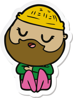 Bir insan tarafından çizilmiş sakallı bir karikatür adamın çıkartması.