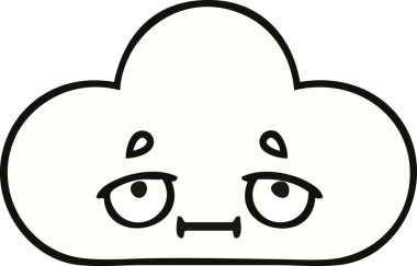 Bir insan tarafından çizilmiş beyaz bir bulutun sevimli karikatürü.