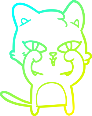 Bir çizgi film kedisinin insan tarafından çizilmiş gözlerini ovuşturma çizgisi.