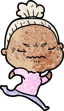 Çizgi film bir insan tarafından çizilmiş yaşlı bir kadın tarafından rahatsız edildi.