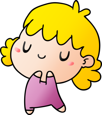 Bir insan tarafından çizilmiş sevimli bir kawai kızının gradyan çizimi.