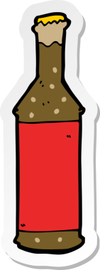 Bir insan tarafından çizilmiş karikatür bira şişesinin etiketi.