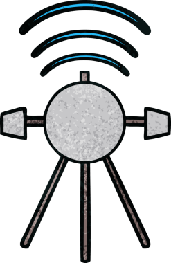 Bir insan tarafından çizilmiş bir uydunun retro grunge desen karikatürü