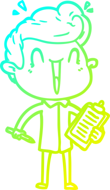 Bir insan tarafından çizilmiş, heyecanlı bir çizgi film çizimi.