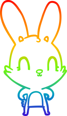 Gökkuşağı gradyan çizgisi. Bir insan tarafından çizilmiş şirin bir tavşan çizimi.