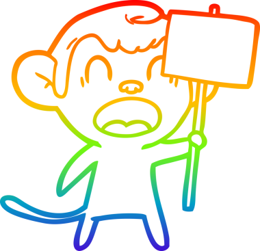 Bir insan tarafından çizilmiş bağıran çizgi film maymunu çizimi