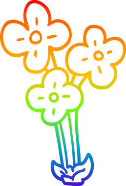 gökkuşağı gradyan çizimi bir insan tarafından çizilmiş bir demet çiçek