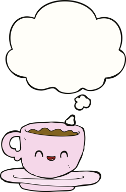 Bir insan tarafından çizilmiş sıcak kahve fincanı.