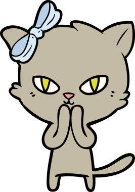 Bir insan tarafından çizilmiş sevimli çizgi film kedisi.