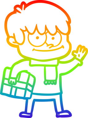 gökkuşağı gradyanı çizimi bir insan tarafından çizilmiş mutlu bir çizgi film adamı