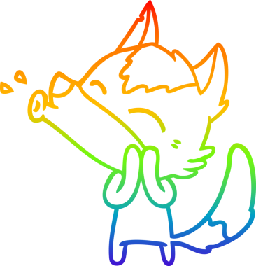 Uluyan bir kurt çizgi filminin gökkuşağı gradyanı insan tarafından çizilmiş.