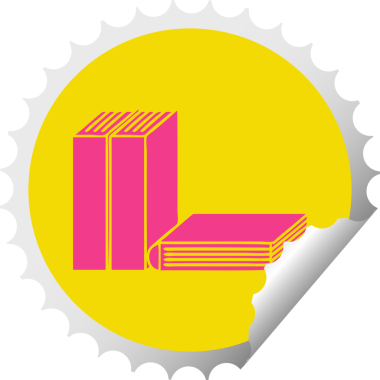 Bir insan tarafından çizilmiş kitapların dairesel soyma etiketi.