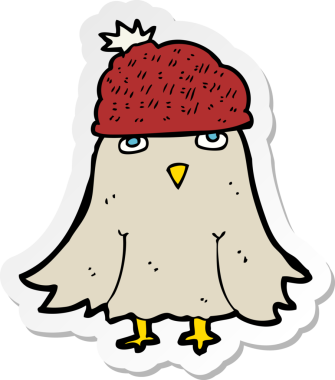 Bir insan tarafından çizilmiş şapka giyen bir baykuşun çıkartması.