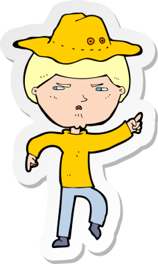 Bir insan tarafından çizilmiş şapkalı bir adamın çıkartması.