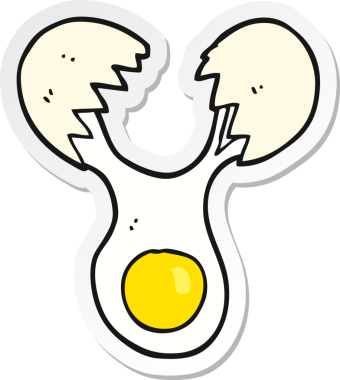 Bir insan tarafından çizilmiş kırık yumurta etiketi.