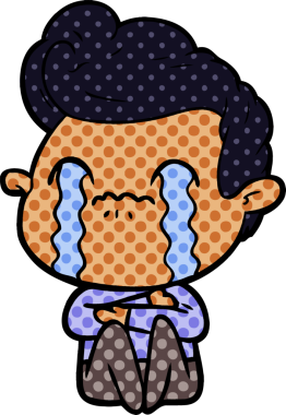 Bir insan tarafından çizilmiş ağlayan çizgi film adamı.